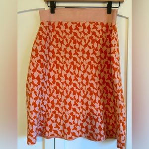 Anthropologie Maeve Pink Orange Print Skirt size Medium- warm & comfy!
